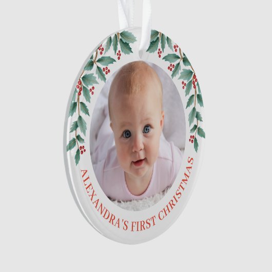 Babys Erste Weihnachtsfeier Rose Ornament (Vorderseite)