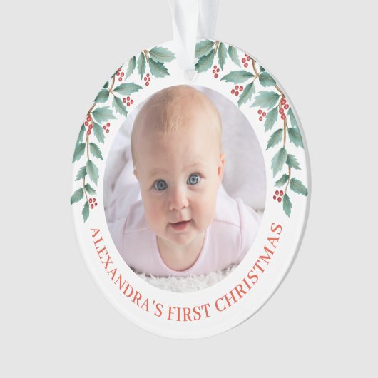 Babys Erste Weihnachtsfeier Rose Ornament (Vorderseite)