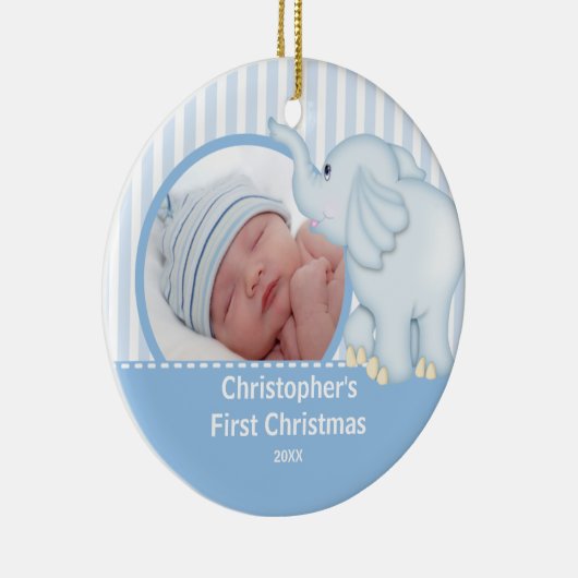 Babys erste WeihnachtsFoto-Verzierung Elelphant Keramikornament (Rechts)