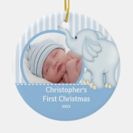 Babys erste WeihnachtsFoto-Verzierung Elelphant Keramikornament