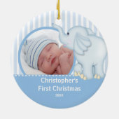 Babys erste WeihnachtsFoto-Verzierung Elelphant Keramikornament (Hinten)