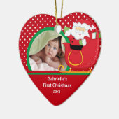 Babys erste WeihnachtsFoto-Verzierung Sankt Keramikornament (Links)