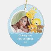 Babys erste WeihnachtsFoto-Verzierungs-Giraffe Keramikornament (Links)