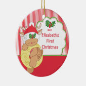 Babys erste WeihnachtsFoto-Verzierungs-Rotwild Keramikornament (Rechts)