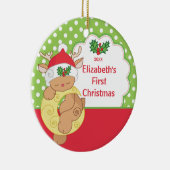 Babys erste WeihnachtsFoto-Verzierungs-Rotwild Keramikornament (Rechts)