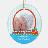 Babys erste WeihnachtsFoto-Verzierungs-Züge Keramik Ornament (Links)