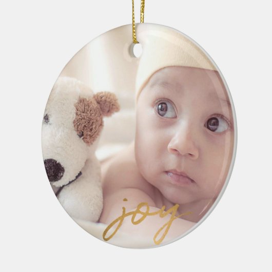 Babys Erste Weihnachtsfreude Gold Schneeflocken Cu Keramik Ornament (Links)