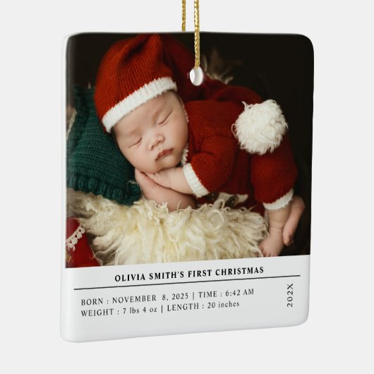 Babys Erste Weihnachtsgeburt Ankündigung Keramikornament (Rechts)