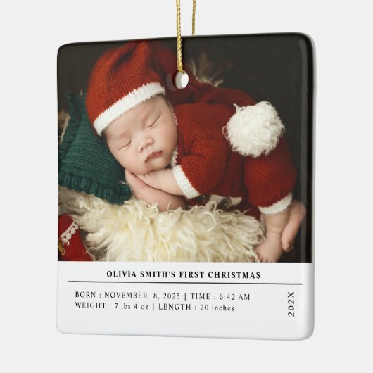 Babys Erste Weihnachtsgeburt Ankündigung Keramikornament (Links)