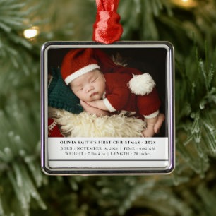 Babys Erste Weihnachtsgeburt Ankündigung Ornament Aus Metall