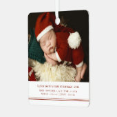 Babys Erste Weihnachtsgeburt Ankündigung Ornament Aus Metall (Vorderseite links)