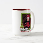 Babys erste Weihnachtsgewohnheits-datiertes Foto Zweifarbige Tasse (VorderseiteRechts)