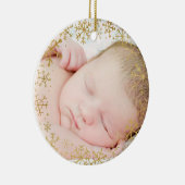 Babys erste Weihnachtsgoldschneeflocken Keramik Ornament (Rechts)