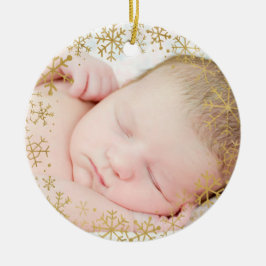 Babys erste Weihnachtsgoldschneeflocken Keramik Ornament