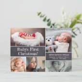 Babys erste Weihnachtskhalkboard-Foto-Collage Einladung (Stehend Vorderseite)