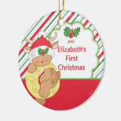 Babys erste Weihnachtsverzierungs-Ren-Rotwild Keramik Ornament (Links)
