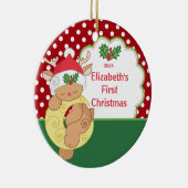 Babys erste Weihnachtsverzierungs-Ren-Rotwild Keramikornament (Rechts)