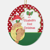 Babys erste Weihnachtsverzierungs-Ren-Rotwild Keramikornament (Links)