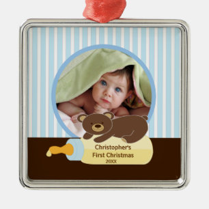 Babys Erste Weihnachtszeit Foto Ornament Bären Fla Aus Metall