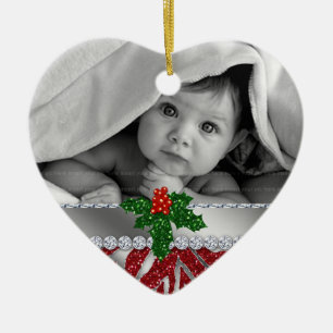 Babys Erste Weihnachtszeit Zebra Rotes Silber Orna Keramik Ornament