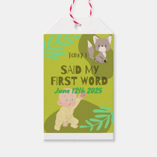 Babys erste Worte Geschenkanhänger (Vorderseite)