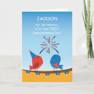 Babys Erster 4. Juli Vögel beobachten Feuerwerk Karte