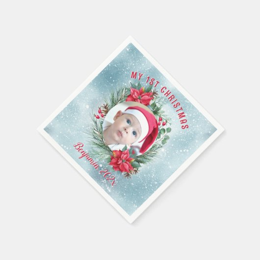 Babys erster Blumenkranz im Foto Serviette (Ecke)