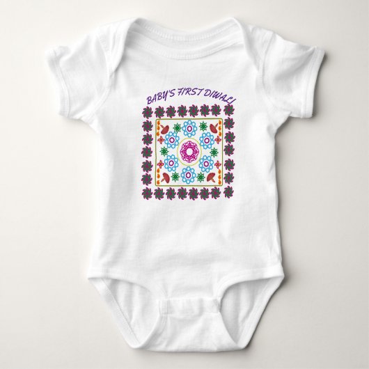 BABYS ERSTER DIWALI RANGOLI BABY BODYSUIT BABY STRAMPLER (Vorderseite)
