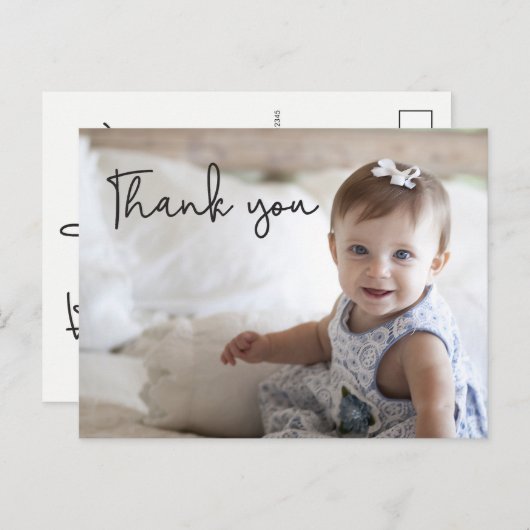 Babys erster Geburtstag Danke Foto Postkarte (Vorne/Hinten)