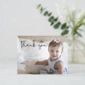 Babys erster Geburtstag Danke Foto Postkarte (Stehend Vorderseite)