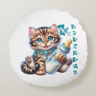 Babys erster Geburtstag. Rundes Kissen