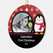 Babys erster WeihnachtsFoto-VerzierungPenguin Keramik Ornament (Links)