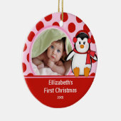 Babys erster WeihnachtsFoto-VerzierungPenguin Keramik Ornament (Rechts)