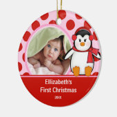 Babys erster WeihnachtsFoto-VerzierungPenguin Keramik Ornament (Links)