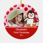 Babys erster WeihnachtsFoto-VerzierungPenguin Keramik Ornament (Hinten)
