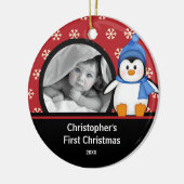 Babys erster WeihnachtsFoto-VerzierungPenguin Keramik Ornament (Links)