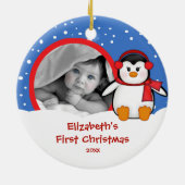 Babys erster WeihnachtsFoto-VerzierungPenguin Keramikornament (Hinten)