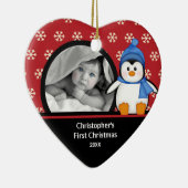 Babys erster WeihnachtsFoto-VerzierungPenguin Keramikornament (Rechts)