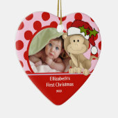 Babys erster WeihnachtsFoto-Verzierungs-Affe Keramikornament (Rechts)