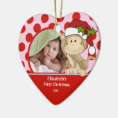 Babys erster WeihnachtsFoto-Verzierungs-Affe Keramikornament (Links)
