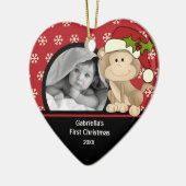 Babys erster WeihnachtsFoto-Verzierungs-Affe Keramikornament (Links)