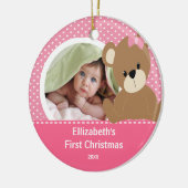 Babys erster WeihnachtsFoto-Verzierungs-Bär Keramikornament (Links)