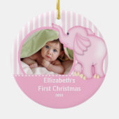 Babys erster WeihnachtsFoto-Verzierungs-Elefant Keramikornament (Hinten)
