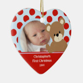 Babys erster WeihnachtsFoto-Verzierungs-Jungen-Bär Keramik Ornament (Rechts)