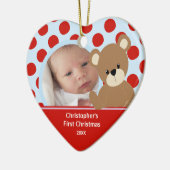 Babys erster WeihnachtsFoto-Verzierungs-Jungen-Bär Keramik Ornament (Links)