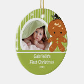 Babys erster WeihnachtsFoto-Verzierungs-Lebkuchen Keramik Ornament (Rechts)