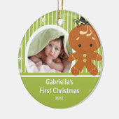 Babys erster WeihnachtsFoto-Verzierungs-Lebkuchen Keramik Ornament (Links)