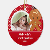 Babys erster WeihnachtsFoto-Verzierungs-Lebkuchen Keramik Ornament (Links)