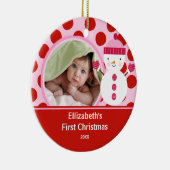 Babys erster WeihnachtsFoto-VerzierungSnowman Keramik Ornament (Rechts)
