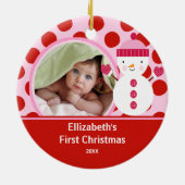 Babys erster WeihnachtsFoto-VerzierungSnowman Keramik Ornament (Hinten)